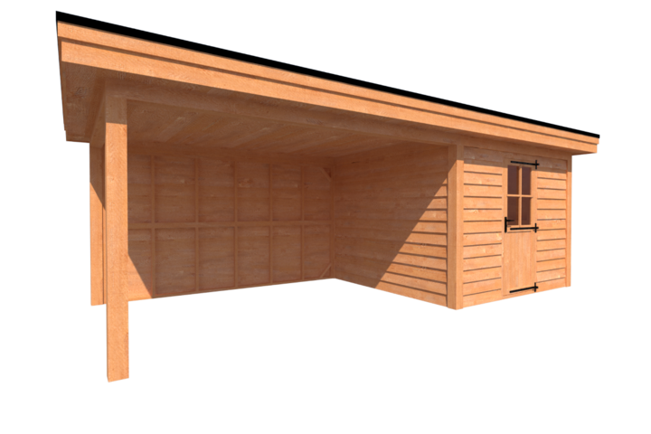 Tuinhuis met veranda plat dak 300 x 300 + 400cm Tuinhuis met veranda plat dak 300 x 300 + 400cm