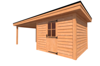 Tuinhuis met veranda plat dak 300 x 300 + 400cm Tuinhuis met veranda plat dak 300 x 300 + 400cm