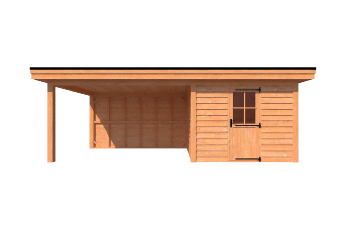 Tuinhuis met veranda plat dak 300 x 300 + 400cm Tuinhuis met veranda plat dak 300 x 300 + 400cm