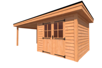 Tuinhuis met veranda plat dak 300 x 300 + 400cm Tuinhuis met veranda plat dak 300 x 300 + 400cm