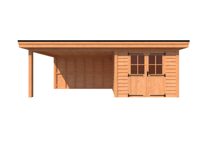 Tuinhuis met veranda plat dak 300 x 300 + 400cm Tuinhuis met veranda plat dak 300 x 300 + 400cm
