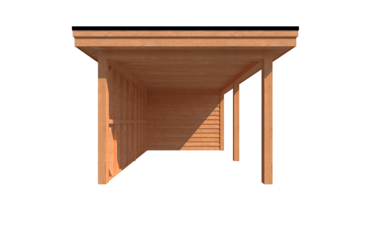 Tuinhuis met veranda plat dak 300 x 300 + 450cm Tuinhuis met veranda plat dak 300 x 300 + 450cm