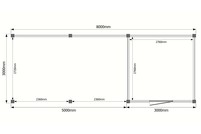 Tuinhuis met veranda plat dak 300 x 300 + 500cm Tuinhuis met veranda plat dak 300 x 300 + 500cm