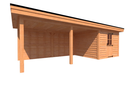 Tuinhuis met veranda plat dak 300 x 300 + 500cm Tuinhuis met veranda plat dak 300 x 300 + 500cm