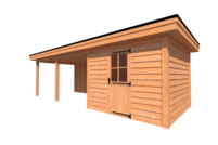 Tuinhuis met veranda plat dak 300 x 300 + 500cm Tuinhuis met veranda plat dak 300 x 300 + 500cm