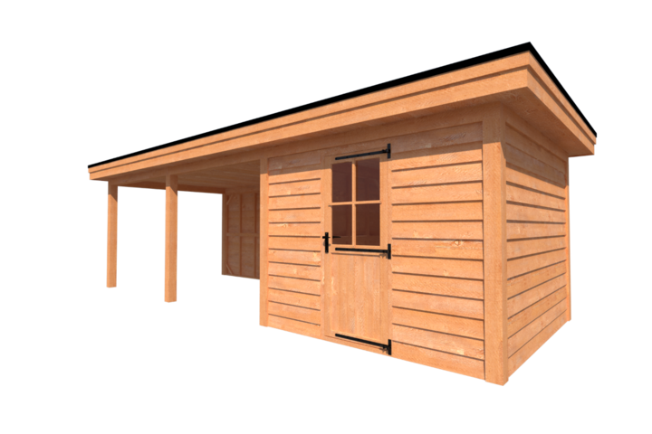 Tuinhuis met veranda plat dak 300 x 300 + 500cm Tuinhuis met veranda plat dak 300 x 300 + 500cm