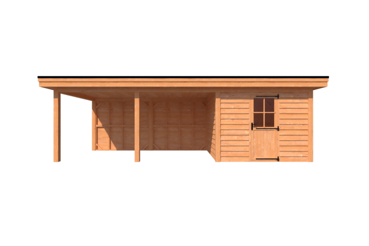 Tuinhuis met veranda plat dak 300 x 300 + 500cm Tuinhuis met veranda plat dak 300 x 300 + 500cm