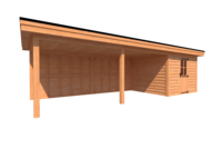 Tuinhuis met veranda plat dak 300 x 300 + 600cm Tuinhuis met veranda plat dak 300 x 300 + 600cm