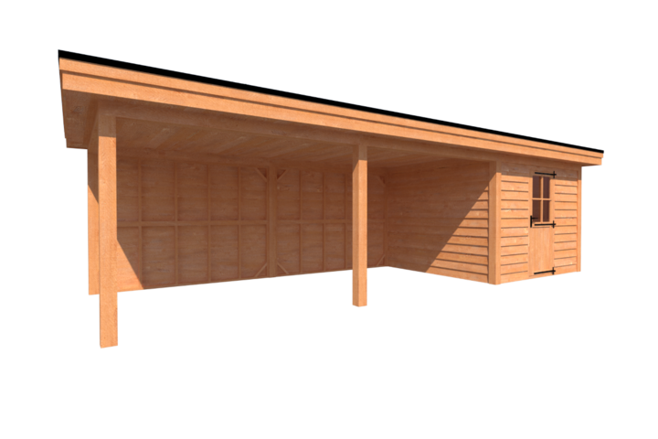 Tuinhuis met veranda plat dak 300 x 300 + 600cm Tuinhuis met veranda plat dak 300 x 300 + 600cm