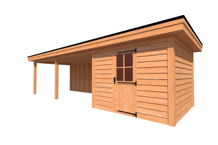 Tuinhuis met veranda plat dak 300 x 300 + 600cm Tuinhuis met veranda plat dak 300 x 300 + 600cm