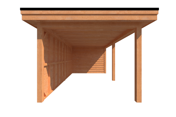 Tuinhuis met veranda plat dak 300 x 300 + 600cm Tuinhuis met veranda plat dak 300 x 300 + 600cm