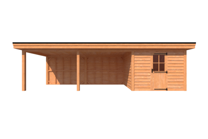 Tuinhuis met veranda plat dak 300 x 300 + 600cm Tuinhuis met veranda plat dak 300 x 300 + 600cm