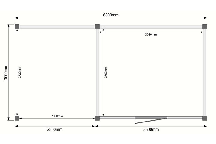 Tuinhuis met veranda plat dak 350 x 300 + 250cm Tuinhuis met veranda plat dak 350 x 300 + 250cm