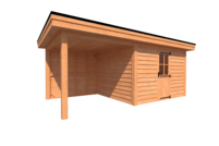 Tuinhuis met veranda plat dak 350 x 300 + 250cm Tuinhuis met veranda plat dak 350 x 300 + 250cm
