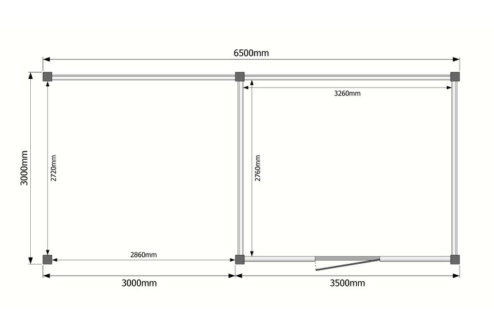 Tuinhuis met veranda plat dak 350 x 300 + 300cm Tuinhuis met veranda plat dak 350 x 300 + 300cm