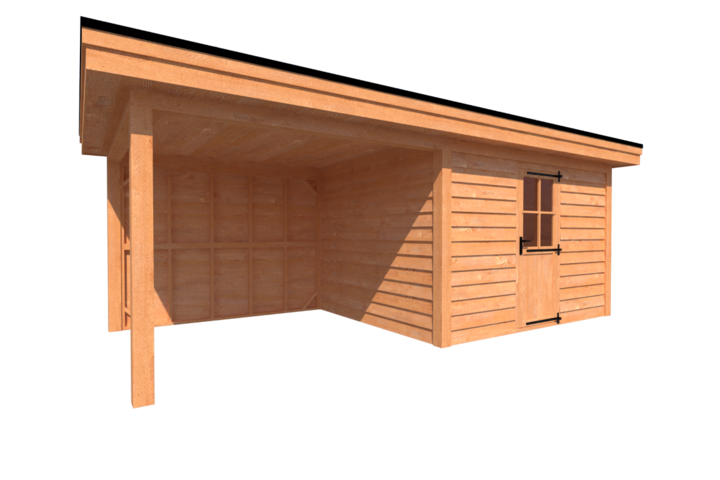 Tuinhuis met veranda plat dak 350 x 300 + 300cm Tuinhuis met veranda plat dak 350 x 300 + 300cm