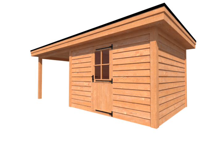 Tuinhuis met veranda plat dak 350 x 300 + 300cm Tuinhuis met veranda plat dak 350 x 300 + 300cm