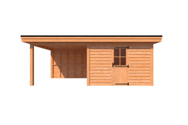 Tuinhuis met veranda plat dak 350 x 300 + 300cm Tuinhuis met veranda plat dak 350 x 300 + 300cm