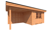 Tuinhuis met veranda plat dak 350 x 300 + 300cm