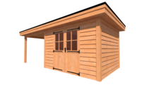 Tuinhuis met veranda plat dak 350 x 300 + 300cm