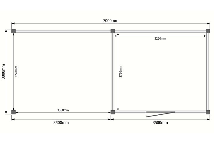 Tuinhuis met veranda plat dak 350 x 300 + 350cm Tuinhuis met veranda plat dak 350 x 300 + 350cm
