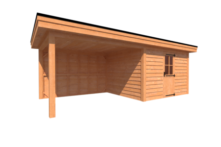 Tuinhuis met veranda plat dak 350 x 300 + 350cm