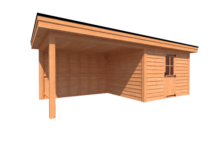 Tuinhuis met veranda plat dak 350 x 300 + 350cm Tuinhuis met veranda plat dak 350 x 300 + 350cm