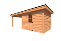 Tuinhuis met veranda plat dak 350 x 300 + 350cm Tuinhuis met veranda plat dak 350 x 300 + 350cm