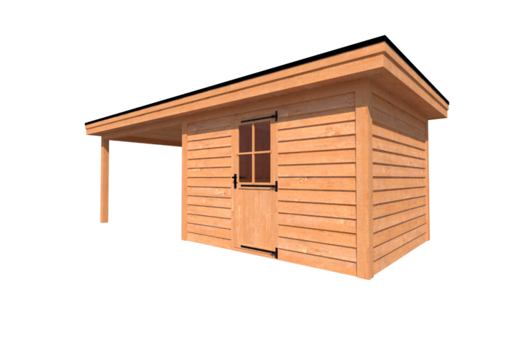 Tuinhuis met veranda plat dak 350 x 300 + 350cm Tuinhuis met veranda plat dak 350 x 300 + 350cm