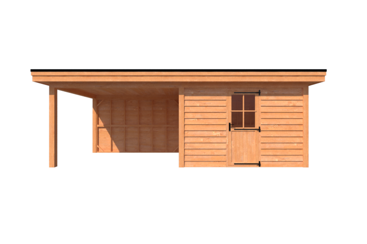 Tuinhuis met veranda plat dak 350 x 300 + 350cm Tuinhuis met veranda plat dak 350 x 300 + 350cm