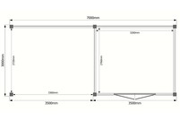 Tuinhuis met veranda plat dak 350 x 300 + 350cm Tuinhuis met veranda plat dak 350 x 300 + 350cm