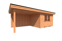 Tuinhuis met veranda plat dak 350 x 300 + 350cm Tuinhuis met veranda plat dak 350 x 300 + 350cm