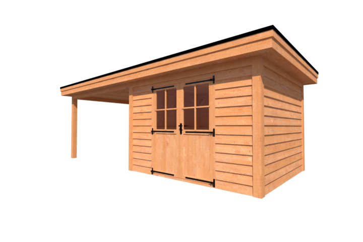 Tuinhuis met veranda plat dak 350 x 300 + 350cm Tuinhuis met veranda plat dak 350 x 300 + 350cm
