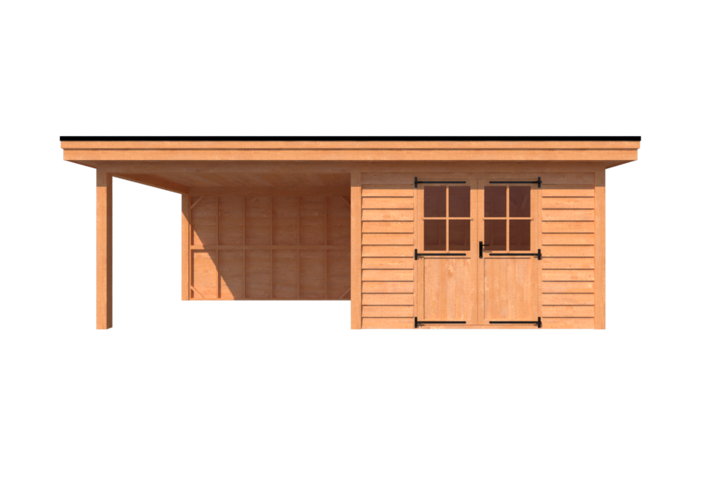 Tuinhuis met veranda plat dak 350 x 300 + 350cm Tuinhuis met veranda plat dak 350 x 300 + 350cm