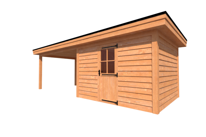 Tuinhuis met veranda plat dak 350 x 300 + 400cm Tuinhuis met veranda plat dak 350 x 300 + 400cm