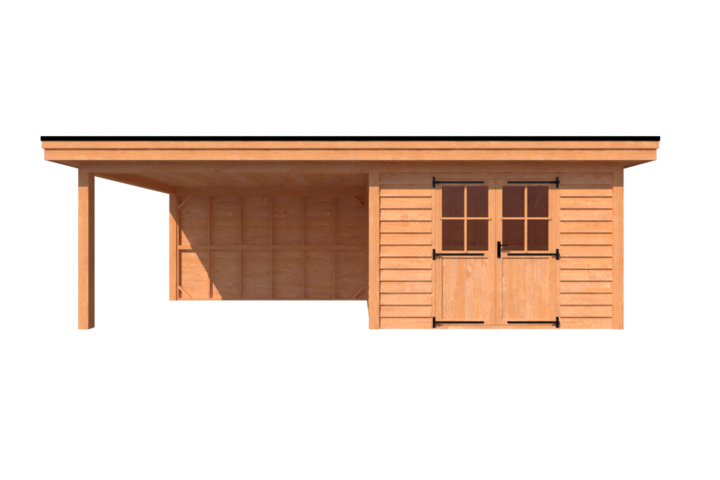 Tuinhuis met veranda plat dak 350 x 300 + 400cm Tuinhuis met veranda plat dak 350 x 300 + 400cm