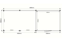 Tuinhuis met veranda plat dak 350 x 300 + 450cm