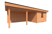 Tuinhuis met veranda plat dak 350 x 300 + 450cm