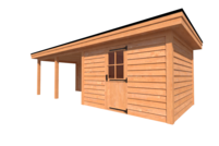 Tuinhuis met veranda plat dak 350 x 300 + 450cm