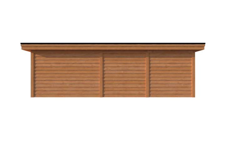 Tuinhuis met veranda plat dak 350 x 300 + 450cm