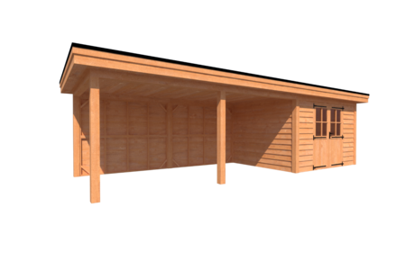 Tuinhuis met veranda plat dak 350 x 300 + 550cm