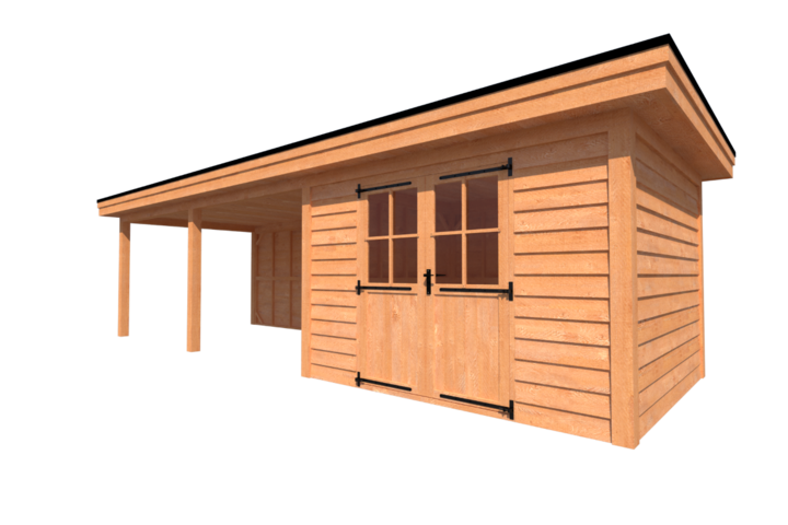 Tuinhuis met veranda plat dak 350 x 300 + 550cm Tuinhuis met veranda plat dak 350 x 300 + 550cm