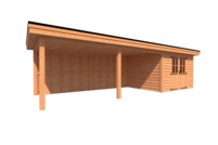 Tuinhuis met veranda plat dak 350 x 300 + 600cm Tuinhuis met veranda plat dak 350 x 300 + 600cm