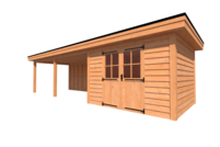 Tuinhuis met veranda plat dak 350 x 300 + 600cm Tuinhuis met veranda plat dak 350 x 300 + 600cm