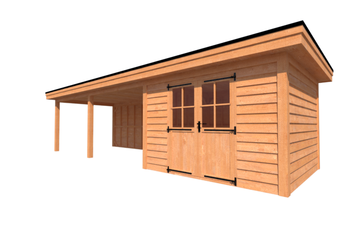Tuinhuis met veranda plat dak 350 x 300 + 600cm Tuinhuis met veranda plat dak 350 x 300 + 600cm