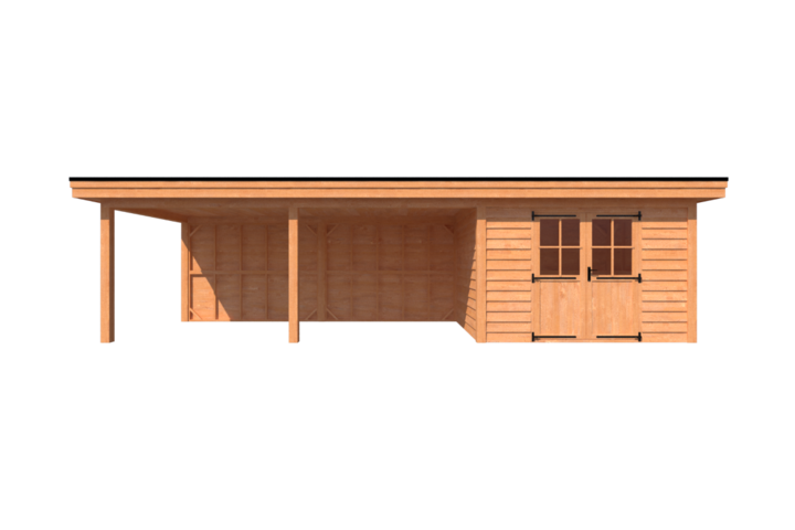 Tuinhuis met veranda plat dak 350 x 300 + 600cm Tuinhuis met veranda plat dak 350 x 300 + 600cm