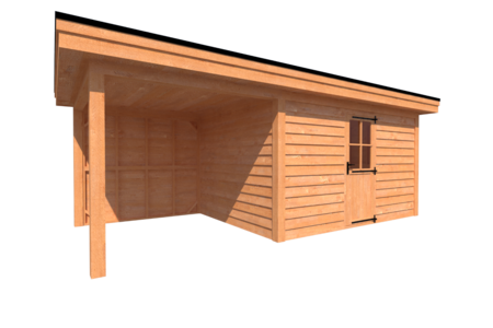 Tuinhuis met veranda plat dak 400 x 300 + 250cm