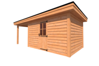 Tuinhuis met veranda plat dak 400 x 300 + 250cm