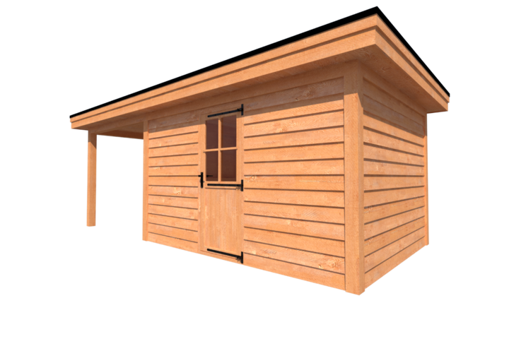 Tuinhuis met veranda plat dak 400 x 300 + 250cm