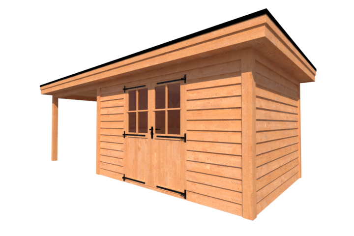 Tuinhuis met veranda plat dak 400 x 300 + 300cm Tuinhuis met veranda plat dak 400 x 300 + 300cm
